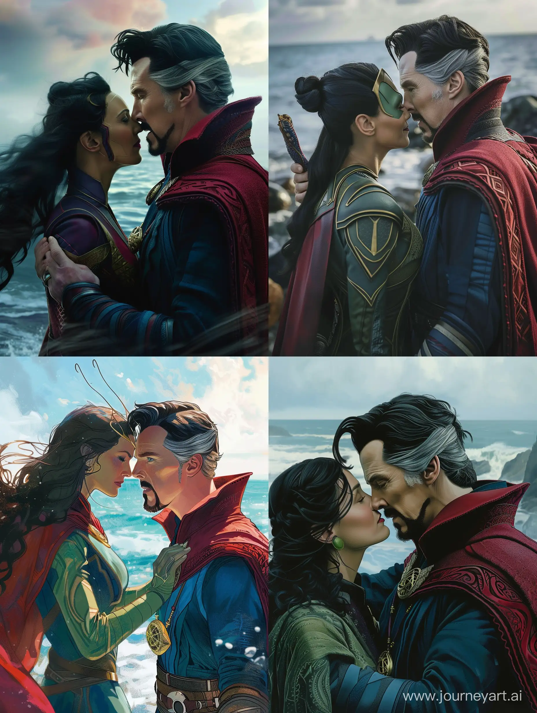 Doctor-Strange-and-Mantis-Romantic-Kiss-by-the-Sea