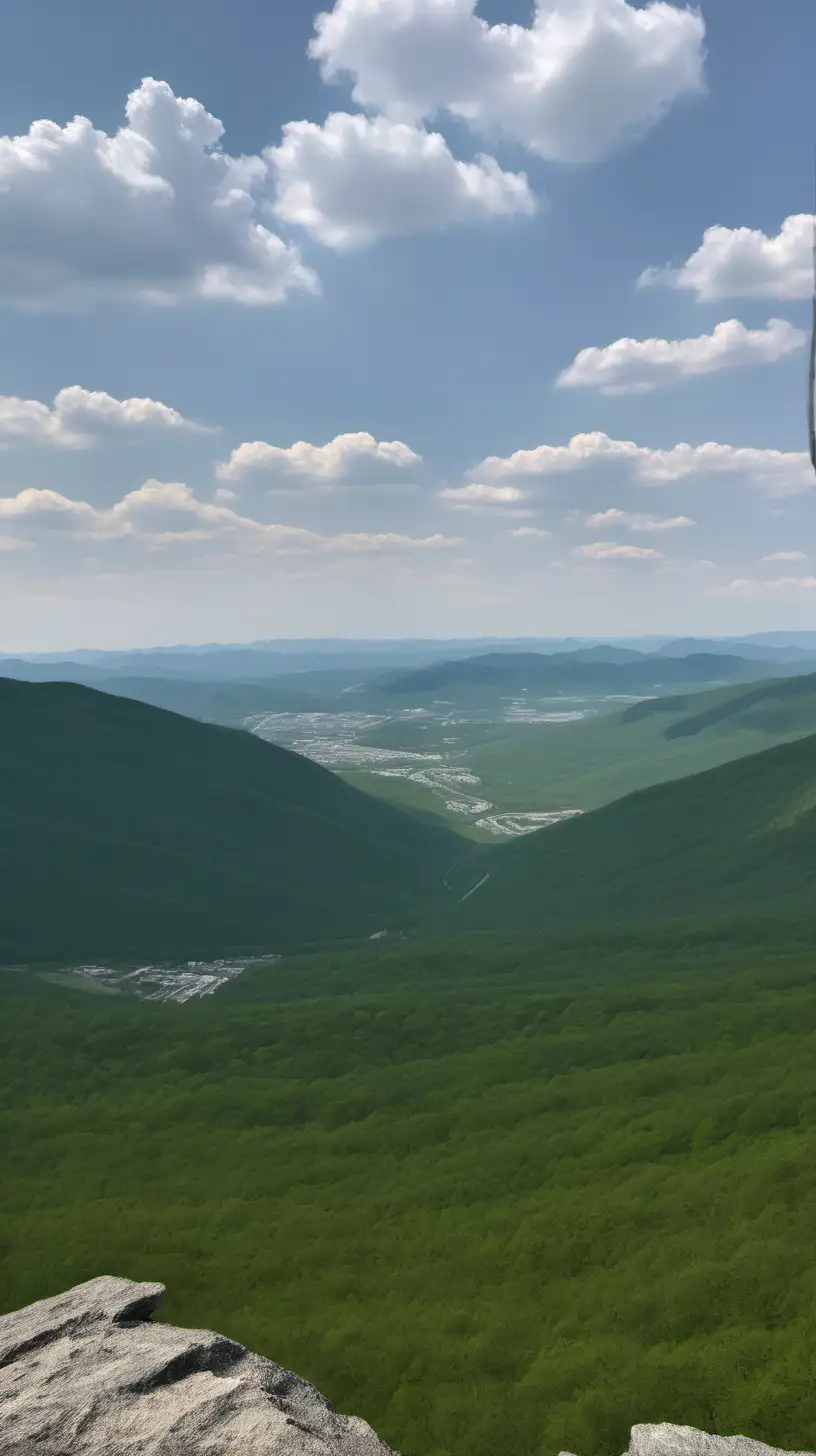 Panoramic Mountain View on a Tranquil Spring Day