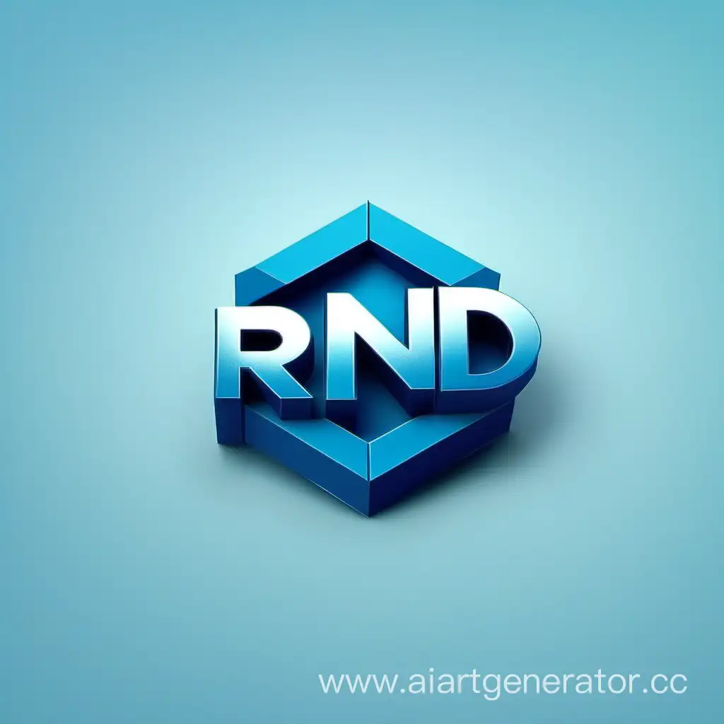 Make a logo for a studio that produces 3D graphics for films. Simple shapes, blue color, studio name RND