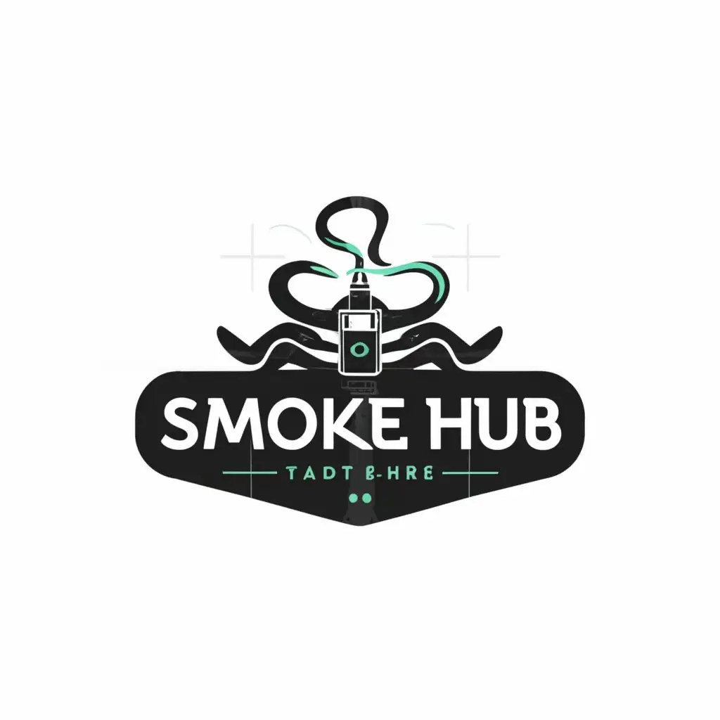 a logo design,with the text "Smoke Hub", main symbol:snake, vape, cigars,Minimalistic,be used in Automotive industry,clear background