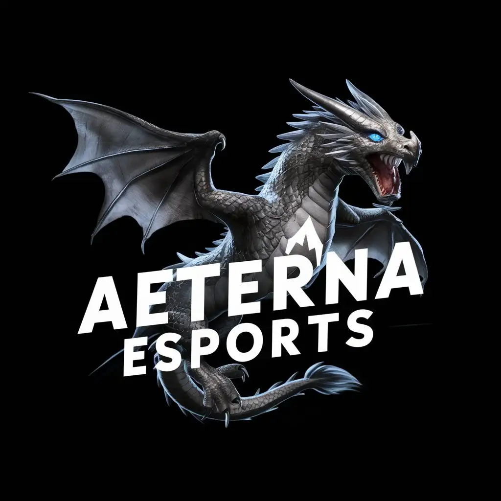 2D дракон на чёрном фоне с текстом AETERNA eSports