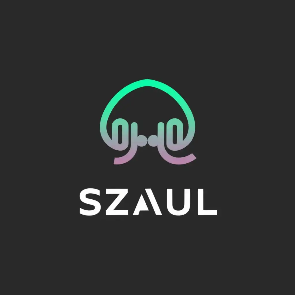 LOGO-Design-For-Szaul-Bianca-Font-Text-Szaul-with-Headset-Symbol-for-Entertainment-Industry