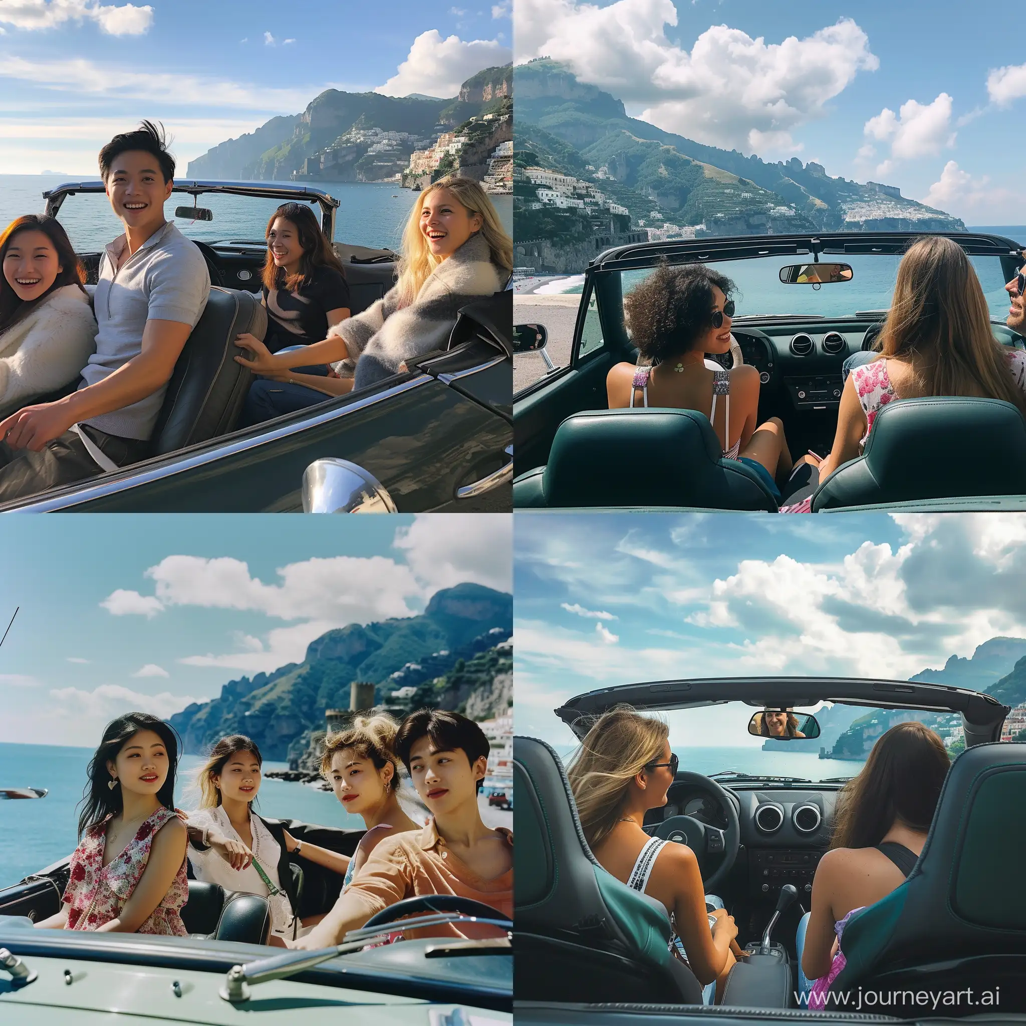 Friends-Driving-Convertible-along-Amalfi-Coast-in-Italy