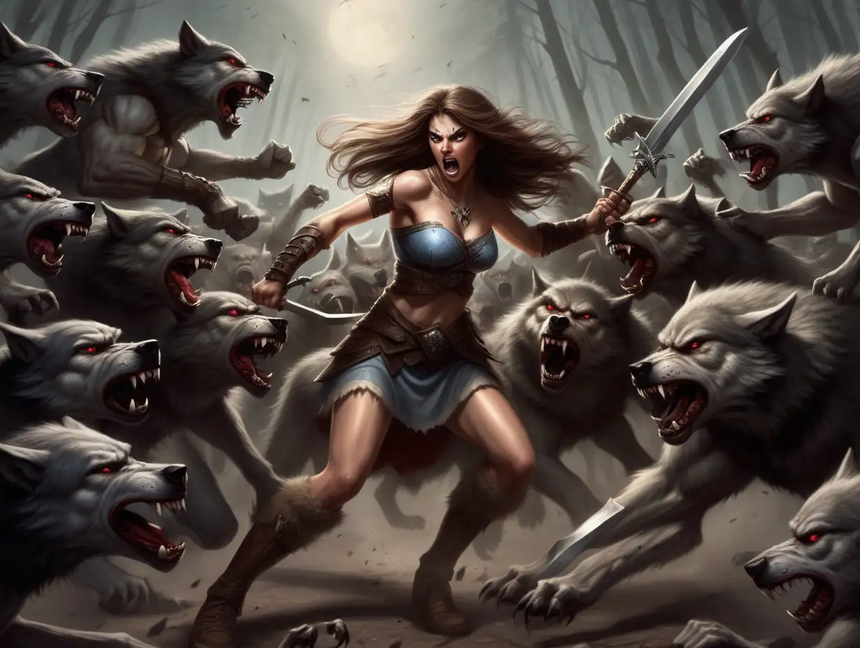 Courageous Warrior Princess Battles Ferocious Werewolf Horde