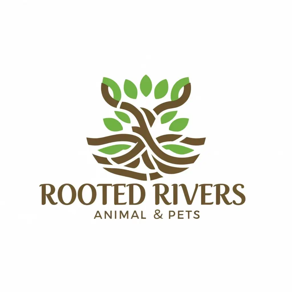 a logo design,with the text "Rooted Rivers", main symbol:River roots,Moderate,be used in Animals Pets industry,clear background
