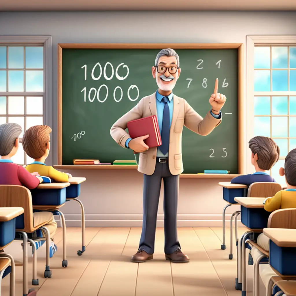 Enthusiastic MiddleAged Teacher Inspires with a Classroom Countdown of 10000