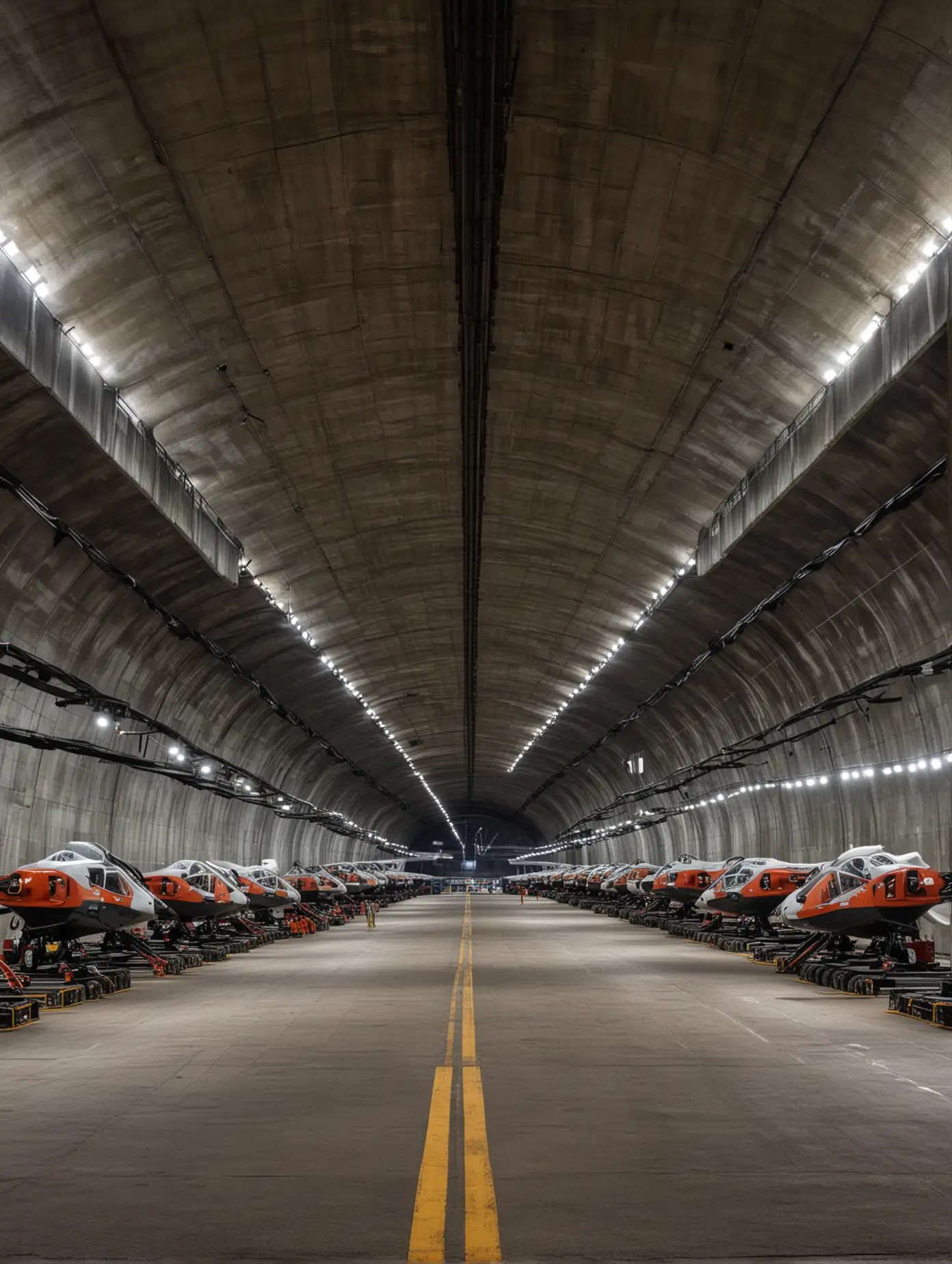 a giant underground hangar, symetric picture