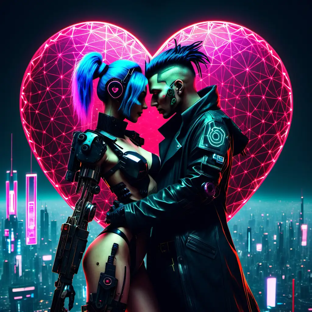 Futuristic Cyberpunk Valentines Day Romance