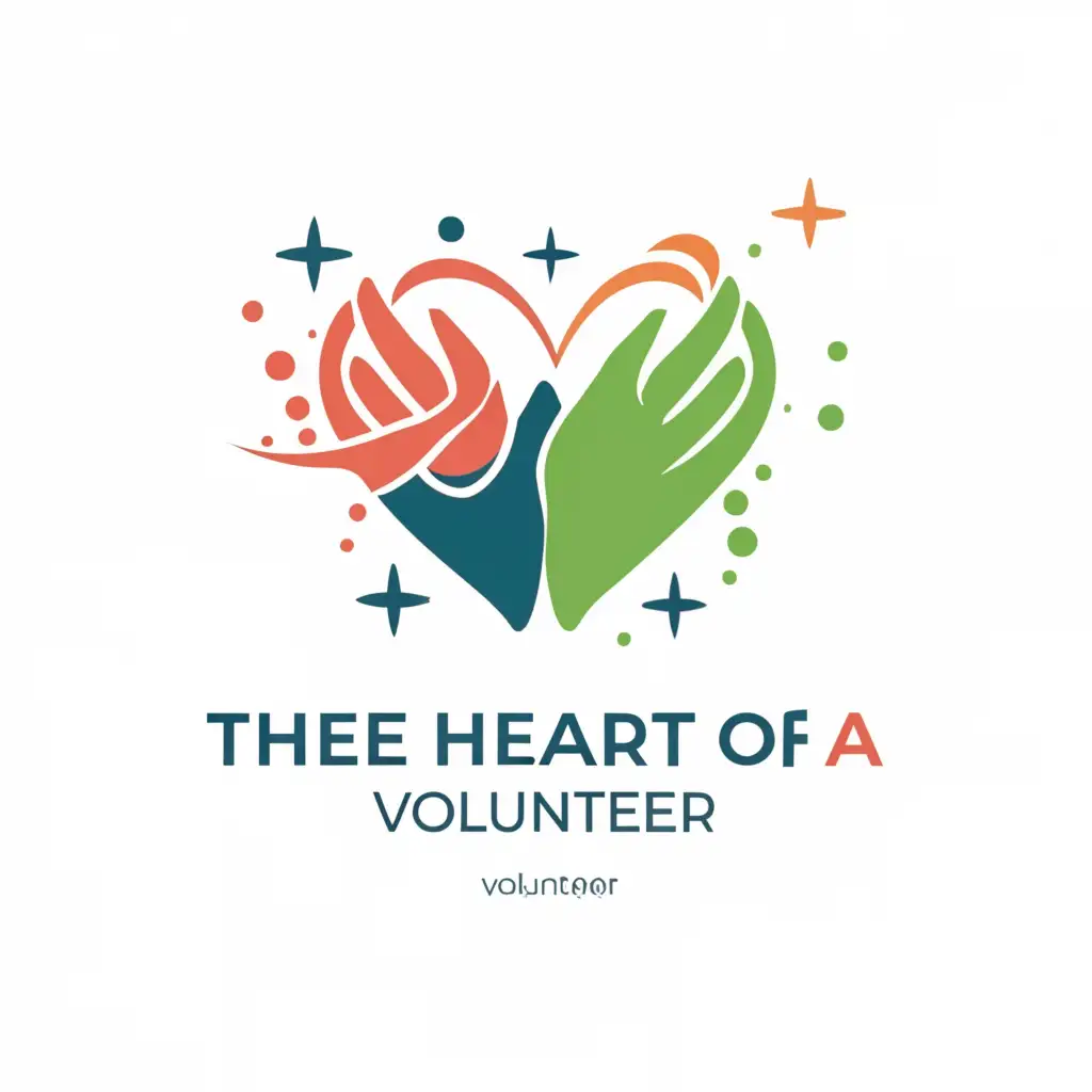 a logo design,with the text "The heart of a volunteer", main symbol:Image of a heart with a symbol of volunteering, such as hands, a star, or a leaf of a tree,,Минималистичный,be used in Другие industry,clear background