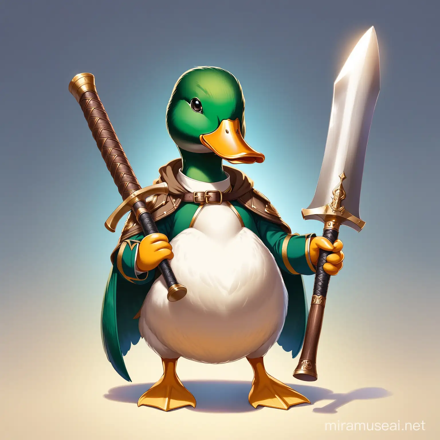 Majestic Mallard Duck Warrior with Club and Greatsword
