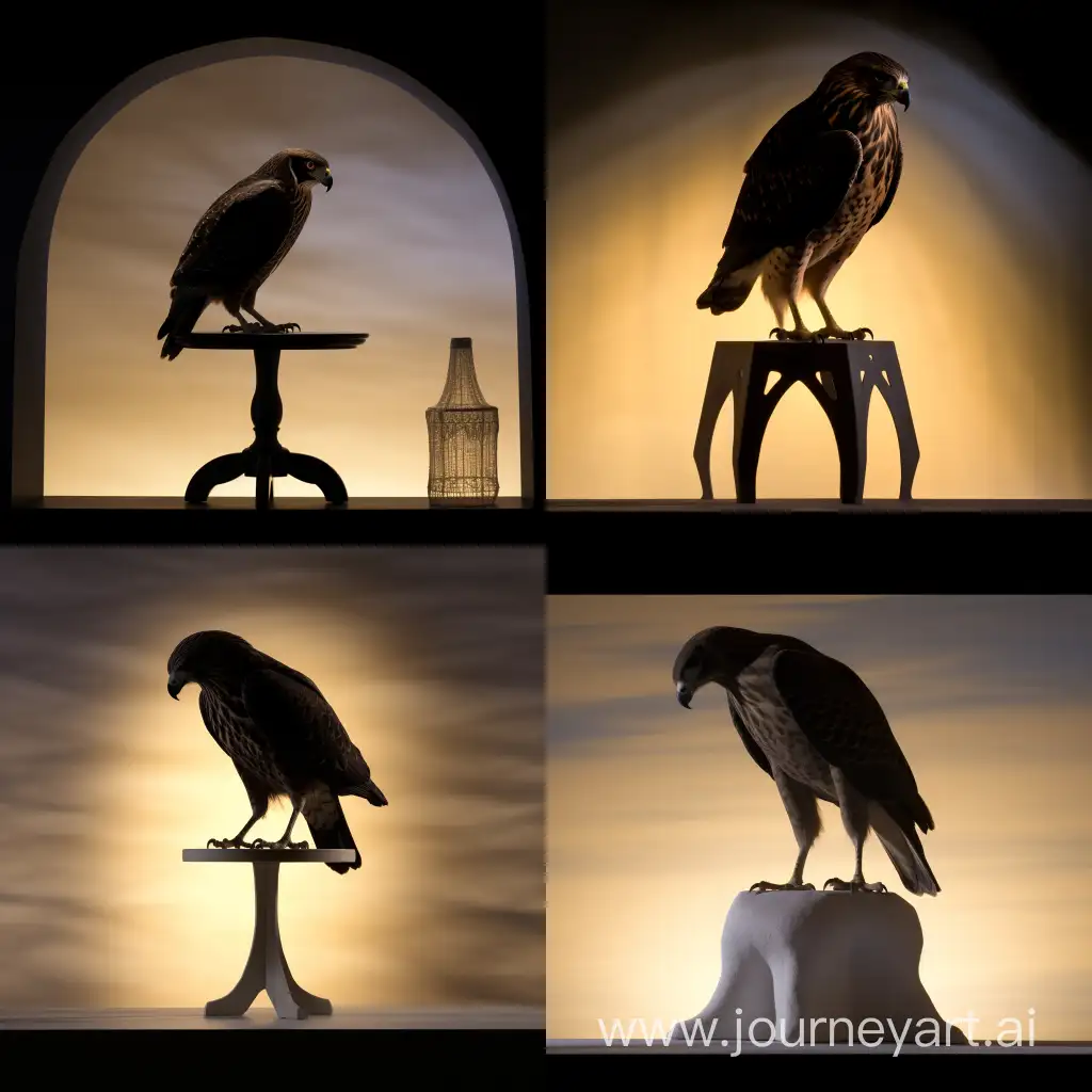 Elegant-Peregrine-Falcon-Silhouette-on-Marble-Stool