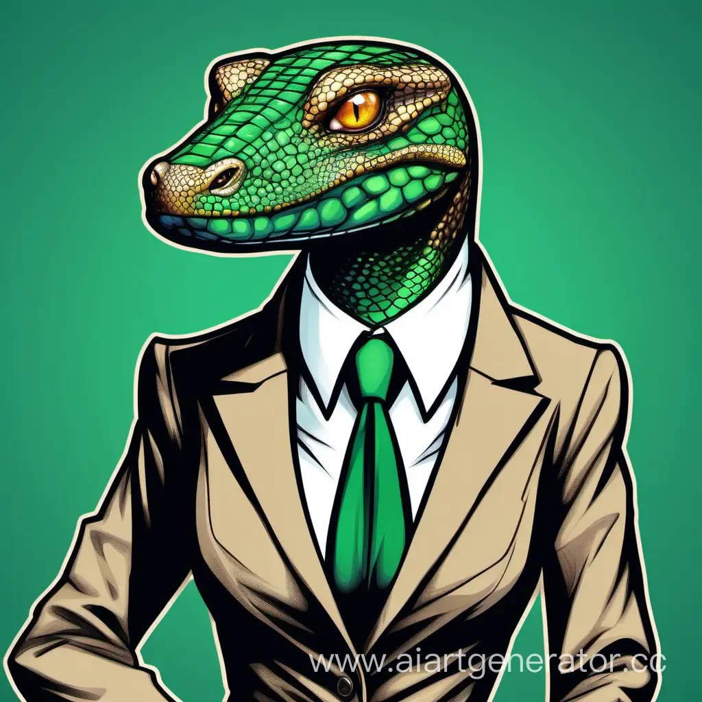 Elegant-Business-Attire-EmeraldColored-Lizard-Woman-in-a-Business-Suit