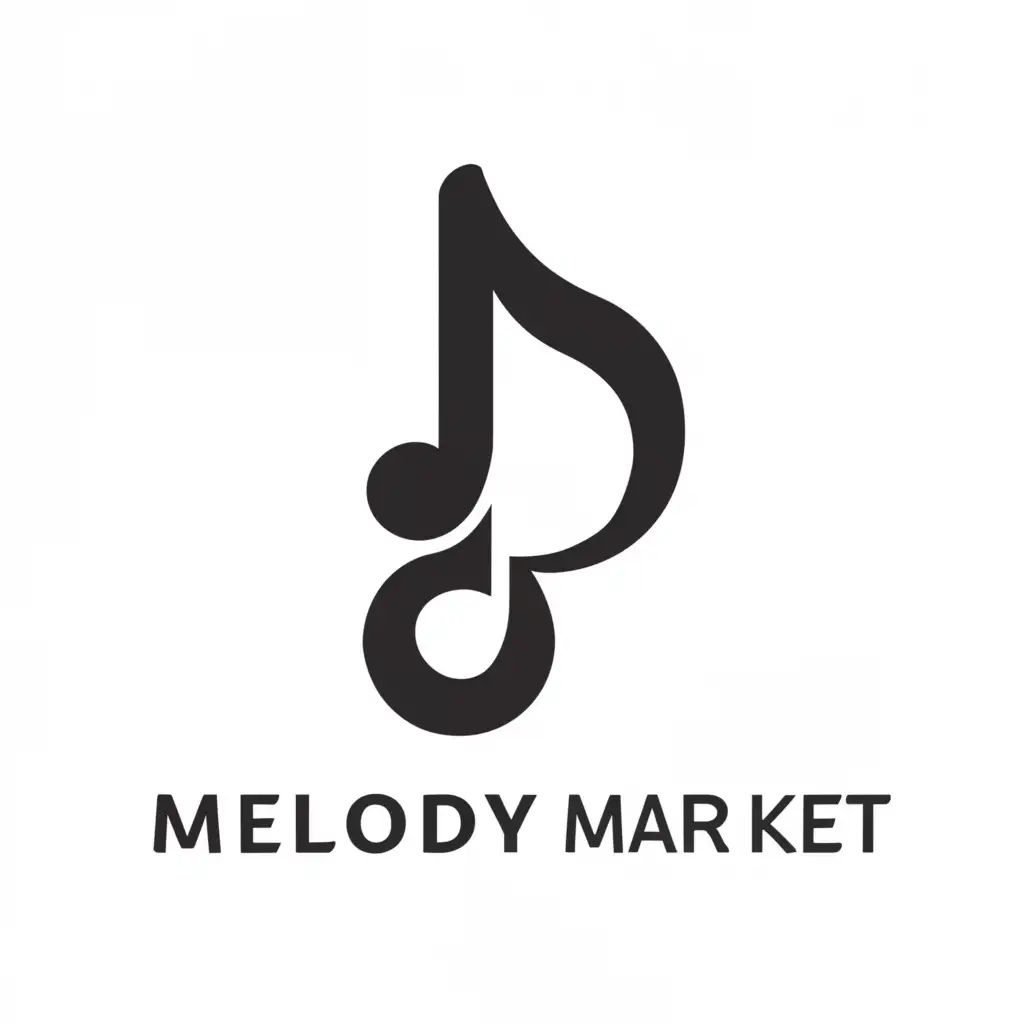 a logo design,with the text 'melody market', main symbol:music note,Minimalistic,be used in Entertainment industry,clear background