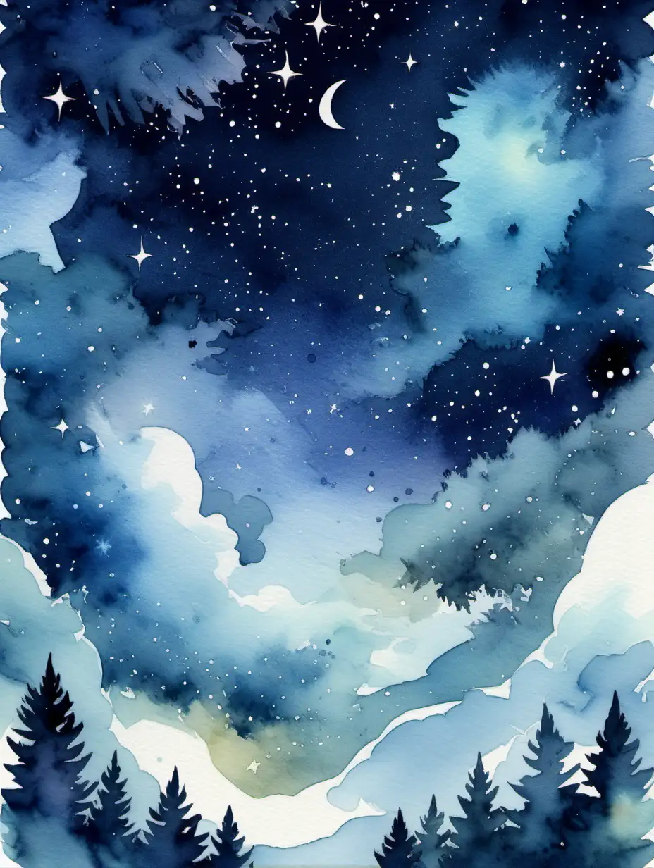 wedding invite, night sky background, watercolor