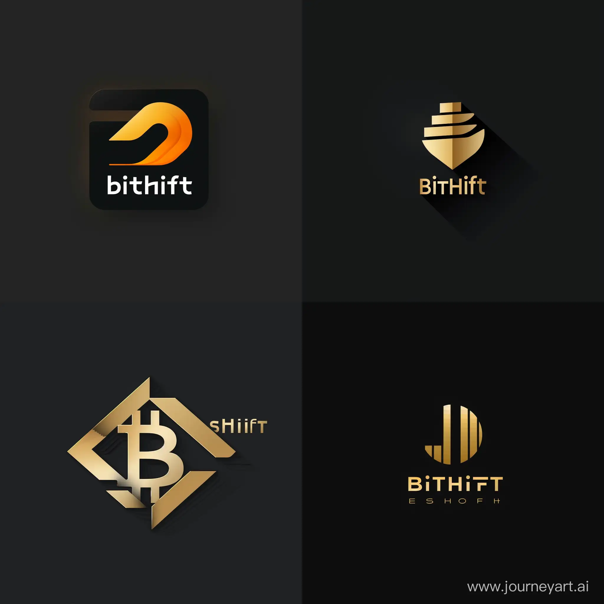 A modern, minimalist logo on a flat black background for a cryptocurrency and futures exchange platform called BitShift