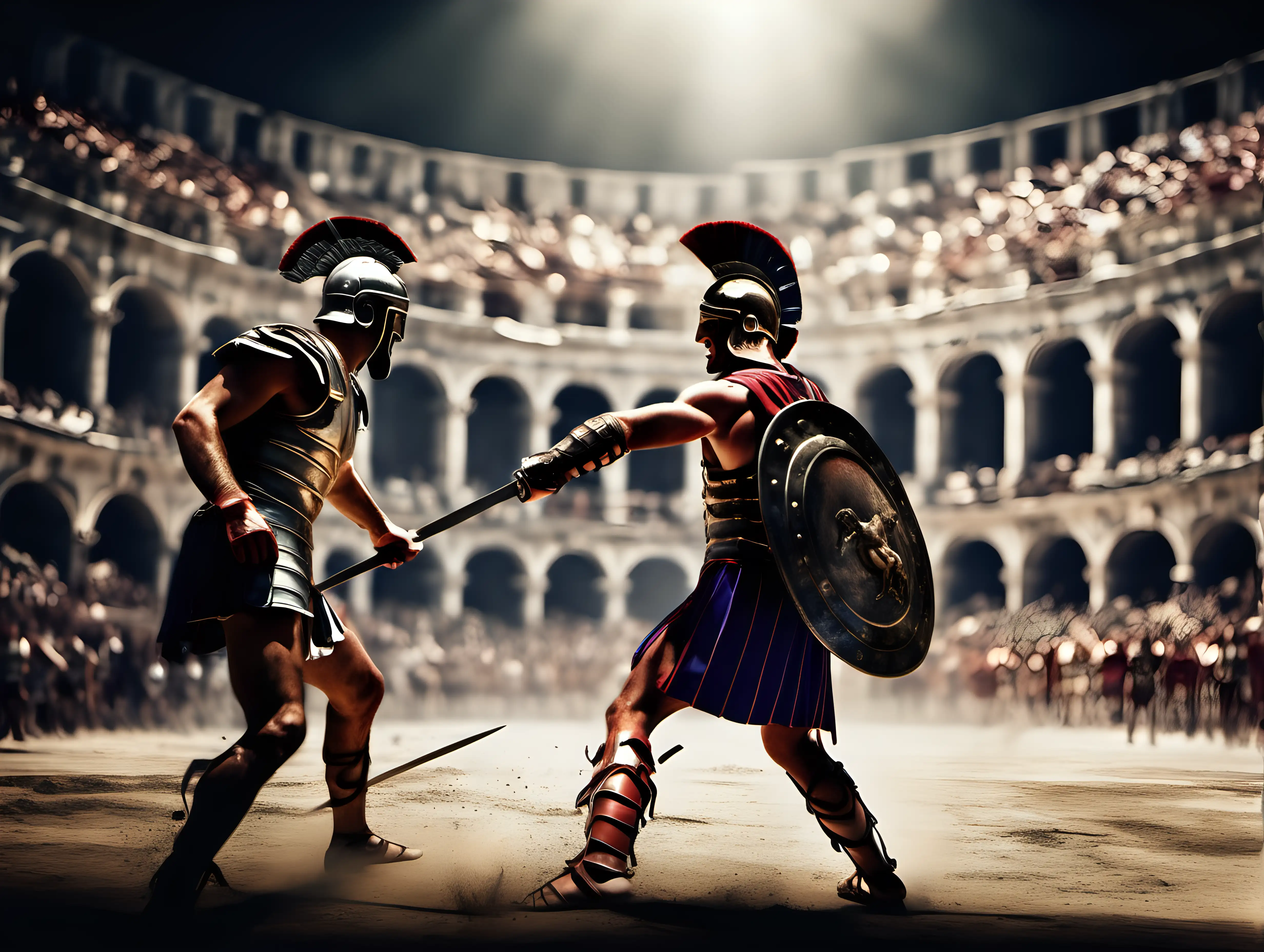 gladiator battle in the Roman coliseum battle, classicism style