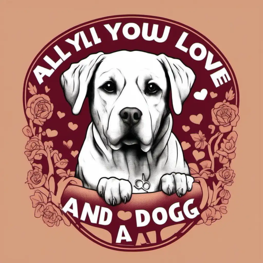 tshirt design: 'all you need is love... and a dog' 
