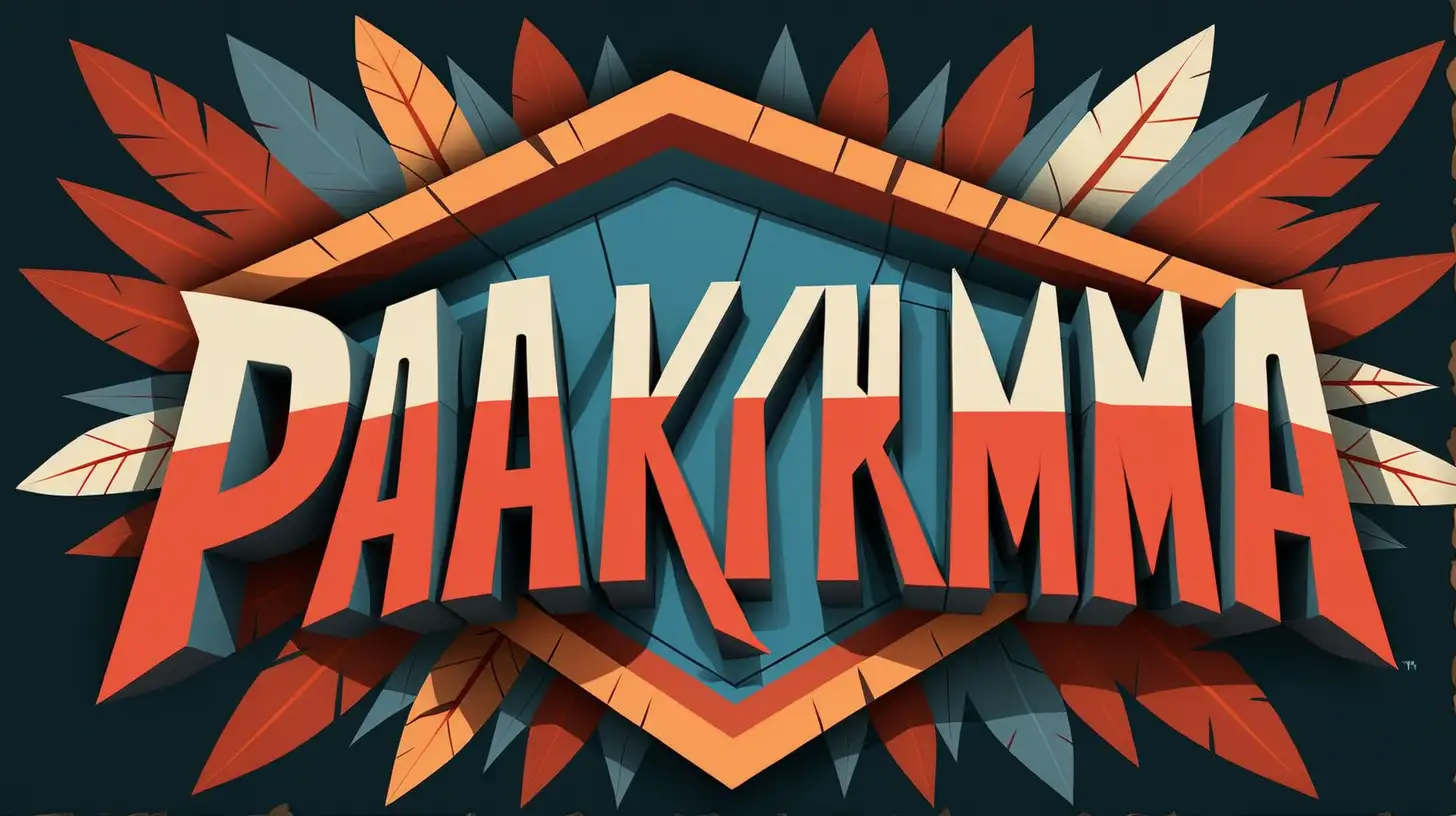 the word PAAKUMA, in a adventurous font , with native heritage, like a superhero