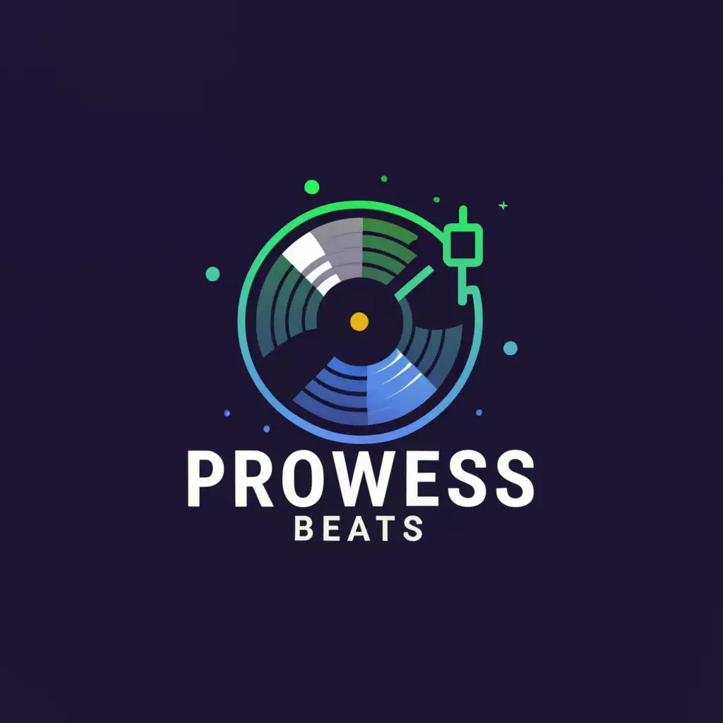 a logo design,with the text "Prowess Beats", main symbol:Vinyl Record,Moderate,be used in Internet industry,clear background