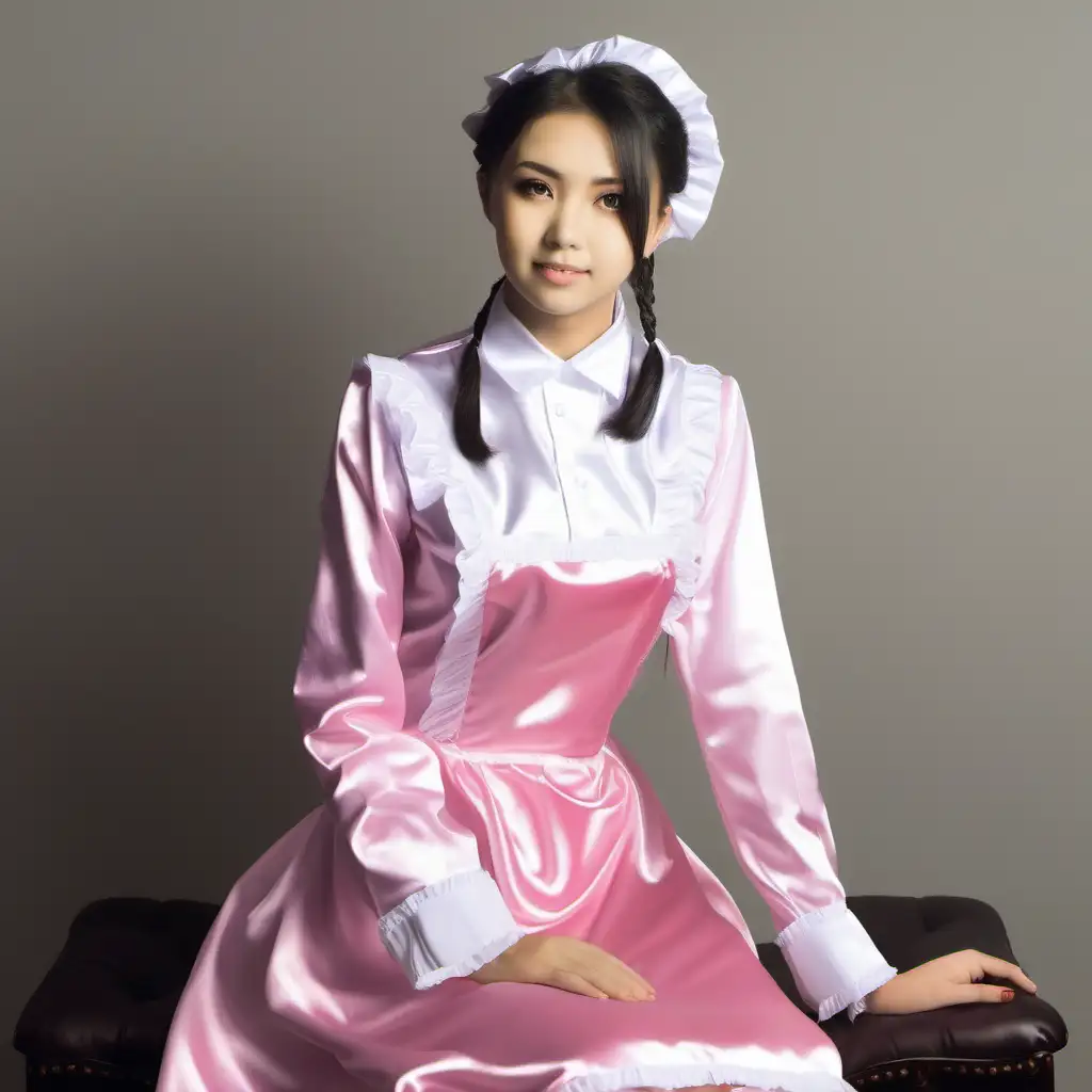 Elegant Satin Maid Uniform Fashion for Girls