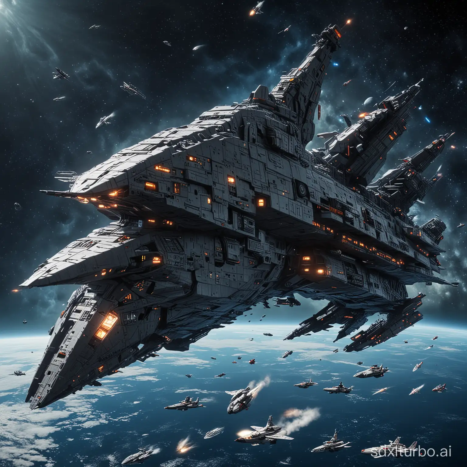 Epic-Space-Battleship-Engages-in-Interstellar-Warfare
