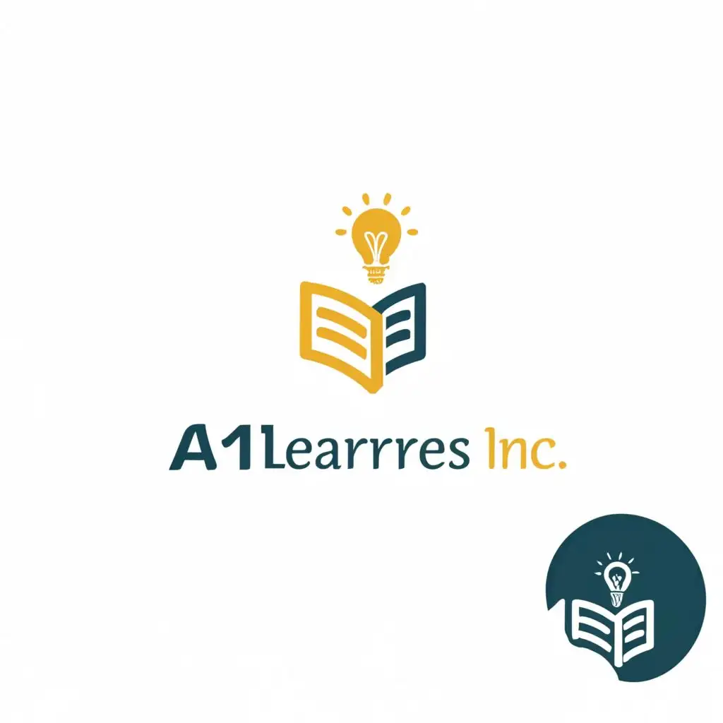 a logo design,with the text "A1 Learners Inc", main symbol:book and bulb,Moderate,be used in Education industry,clear background