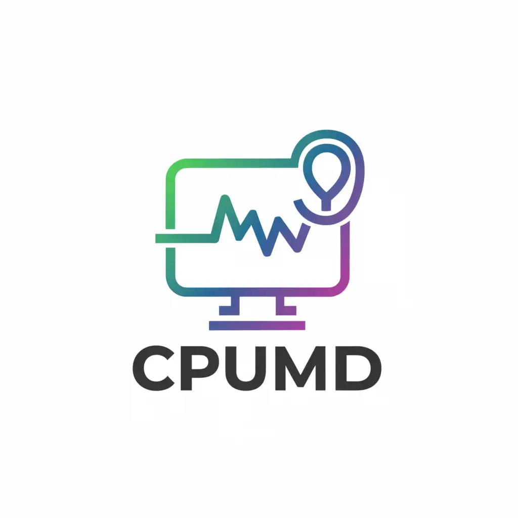 a logo design,with the text 'CPUmd' having 'md' lowercase, main symbol:computer with stethoscope,Moderate,be used in Technology industry,clear background