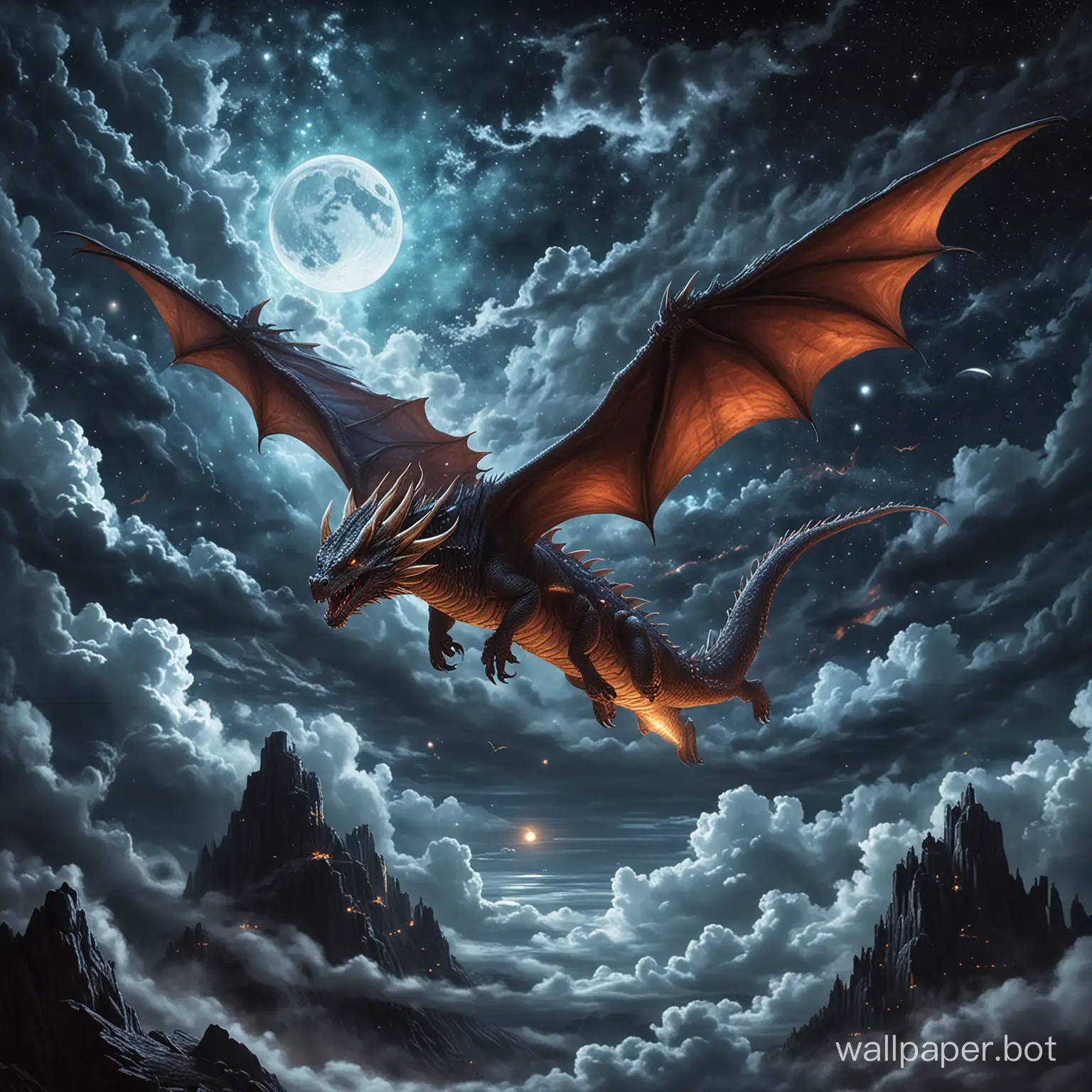 Majestic-Dragon-Soaring-Through-Starlit-Night-Sky