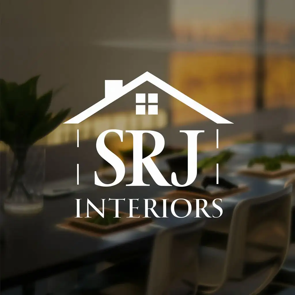 logo, home, with the text "srj interiors", typography, be used in Construction industry, office interiors
