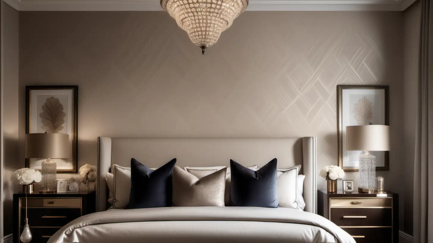 Luxurious Transitional Master Bedroom with Neutral Tones and Modern Elegance