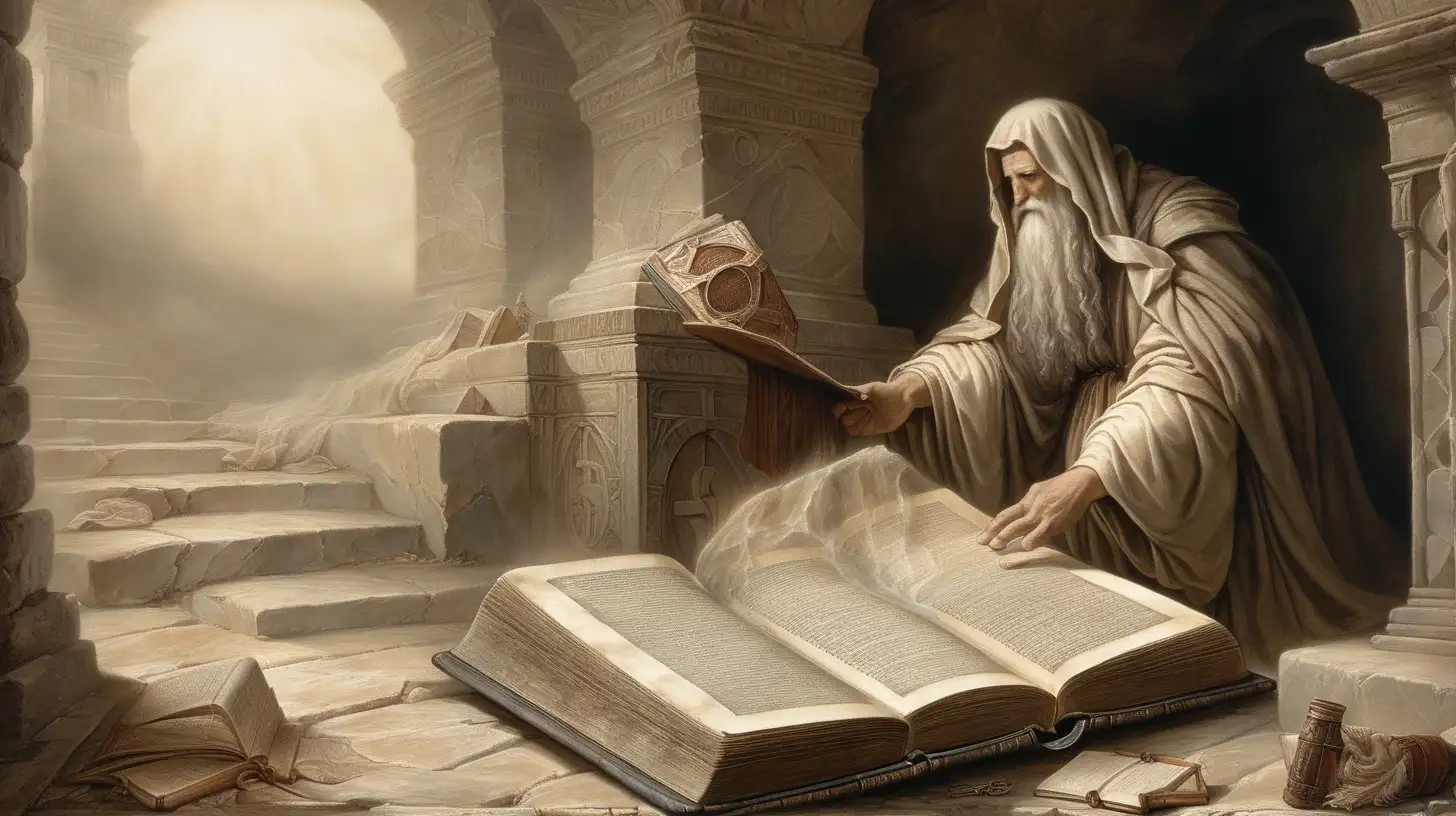 Enigmatic Enoch Ancient Book Unfurled with TearStreaked Pages