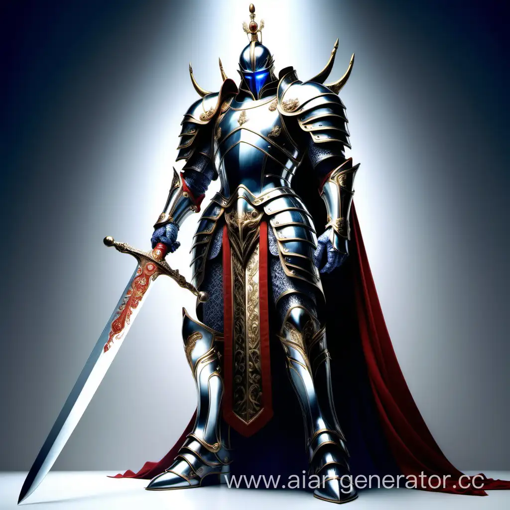 Великий император всего человечества в сияющих доспехах с гигантским мечем
