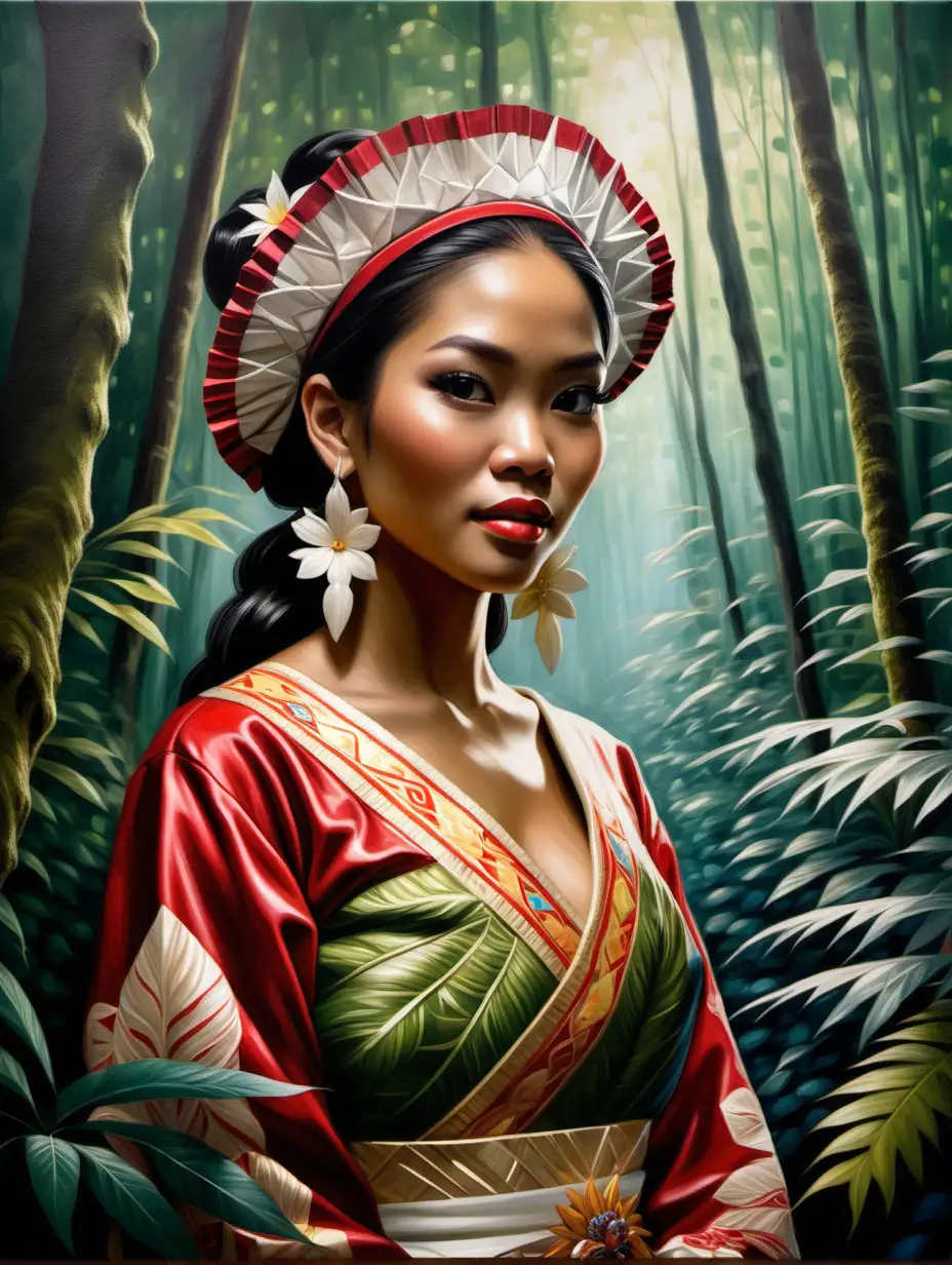 Enchanting Forest Portrait of a Beautiful Filipino Woman in Traditional Dress