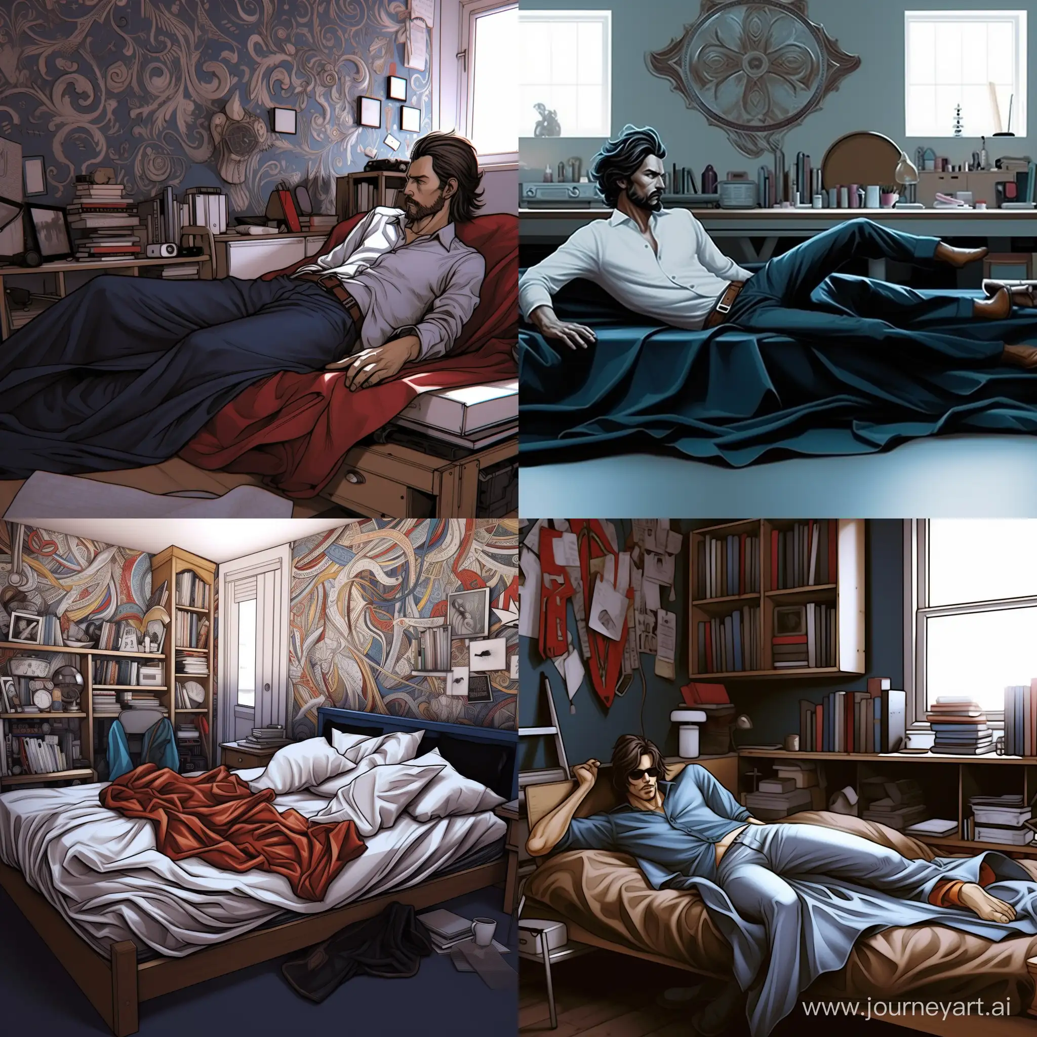Sorcerer-Supreme-in-Repose-Doctor-Strange-with-Long-Hair-Lying-on-Bed