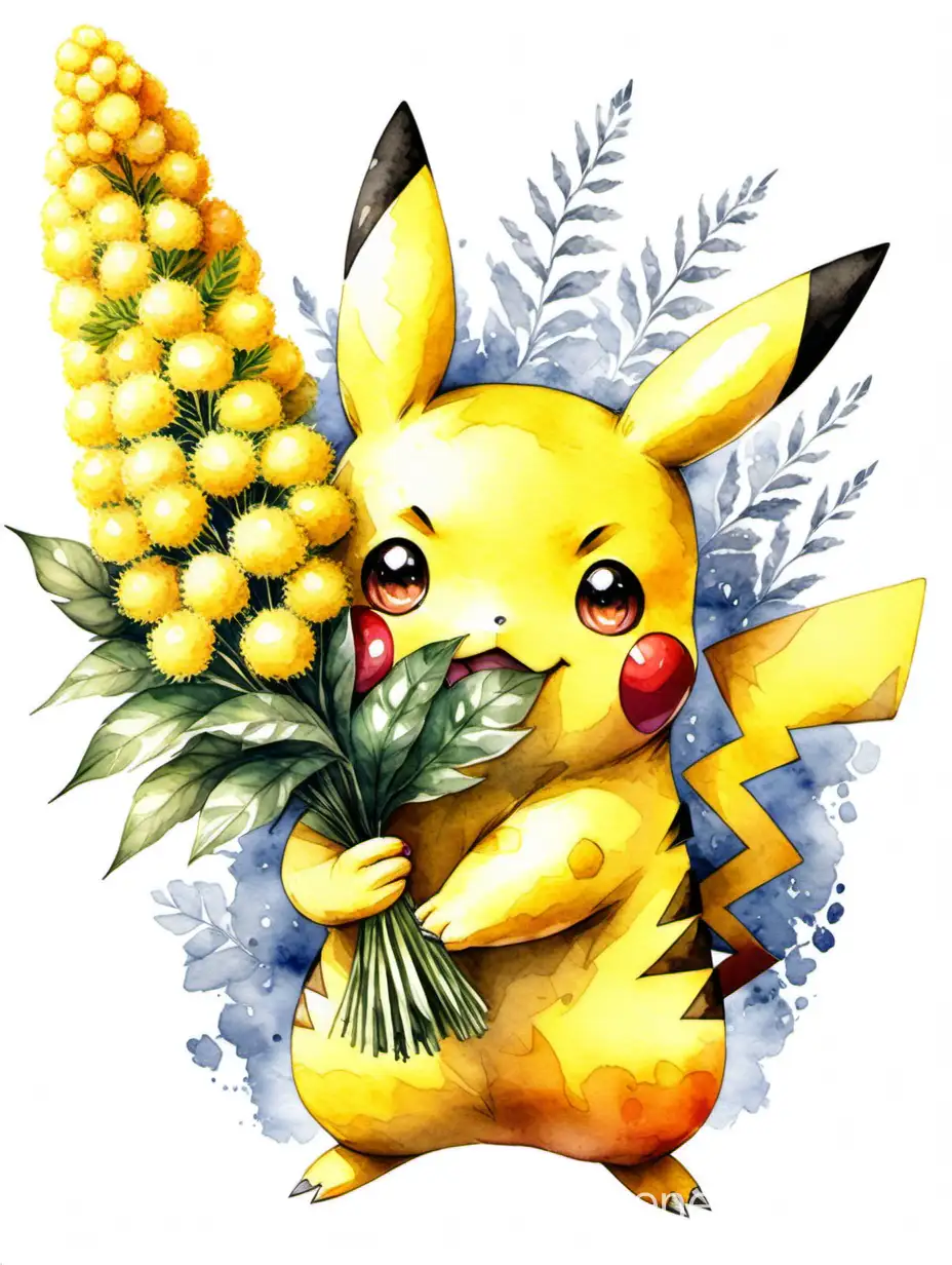 Adorable-Pikachu-Holding-Vibrant-Mimosa-Bouquet