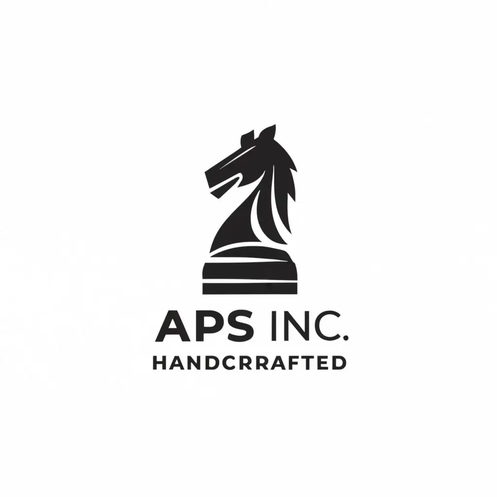 logo, Chess knight, with the text "APS Inc
Handcrafted", typography, be used in Retail industry