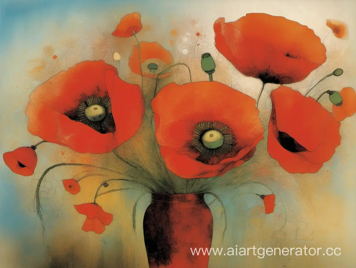 Bunch of Poppies style Odile Redon