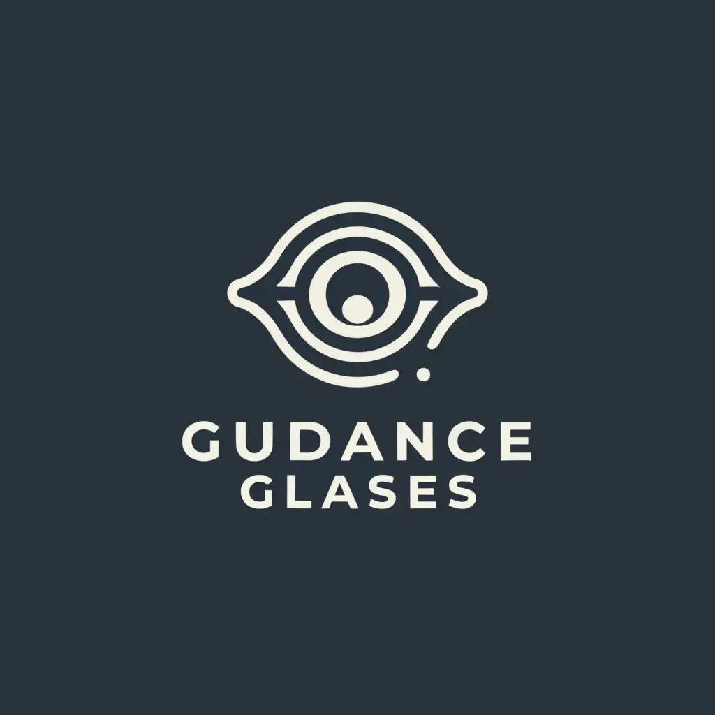 a logo design,with the text "Guidance Glasses", main symbol:Eye,Glasses,Minimalistic,clear background