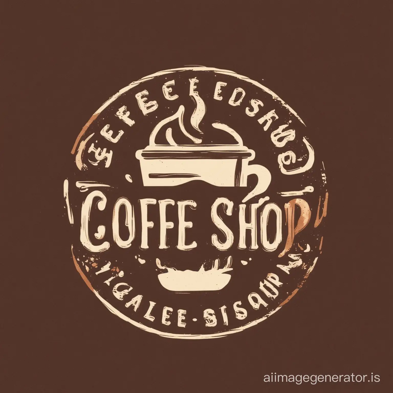 Vintage Coffee Shop Logo with Steaming Cup and Beans | AI Image Generator