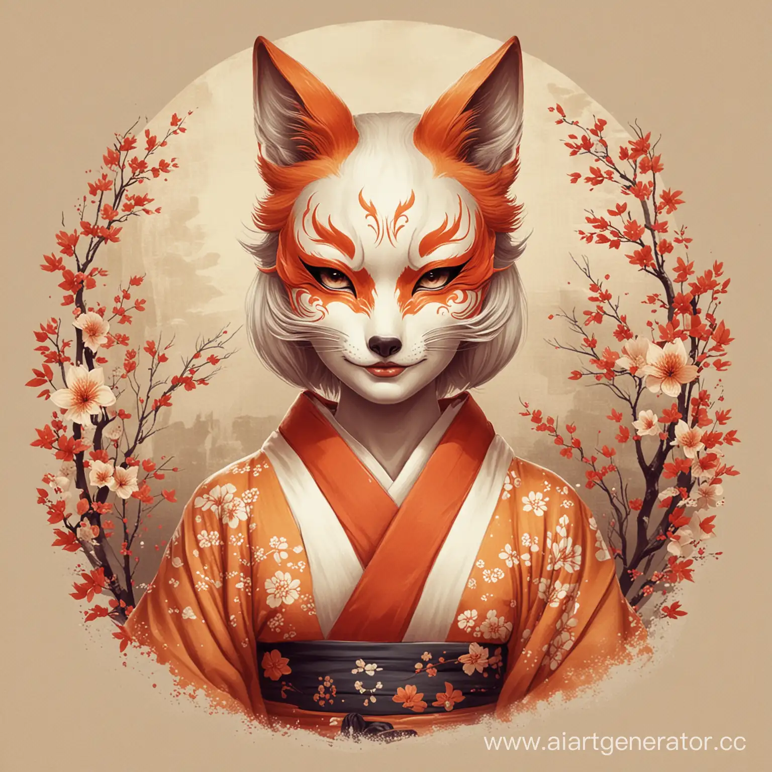 Kitsune-Masked-Figure-Traditional-Japanese-Style-Portrait