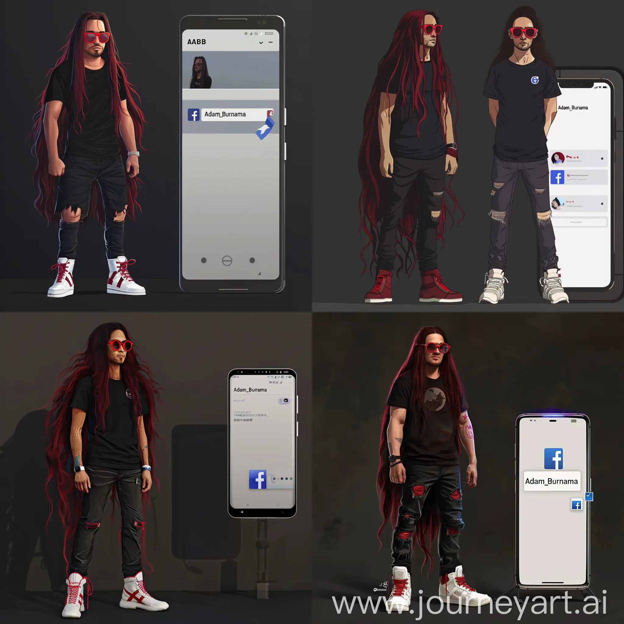 Stylish-Man-with-Maroon-Hair-and-Facebook-Profile-Display