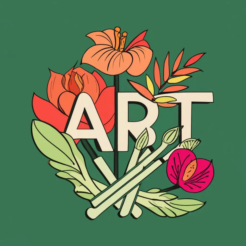 logo, asparagus, BRUSH, anthuriums, bright colors, with the text "ART", typography, be used in Education industry