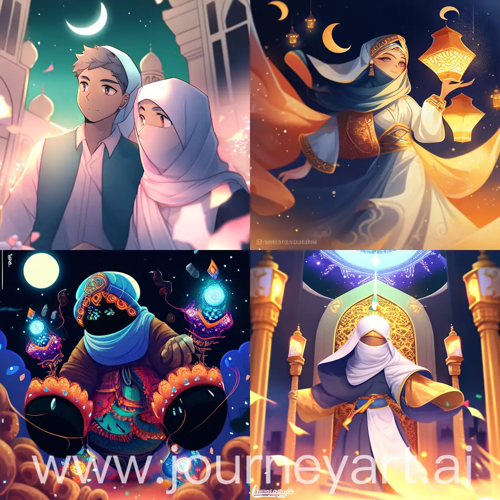Vibrant-Ramadan-Celebration-with-Lanterns-and-Arabic-Calligraphy