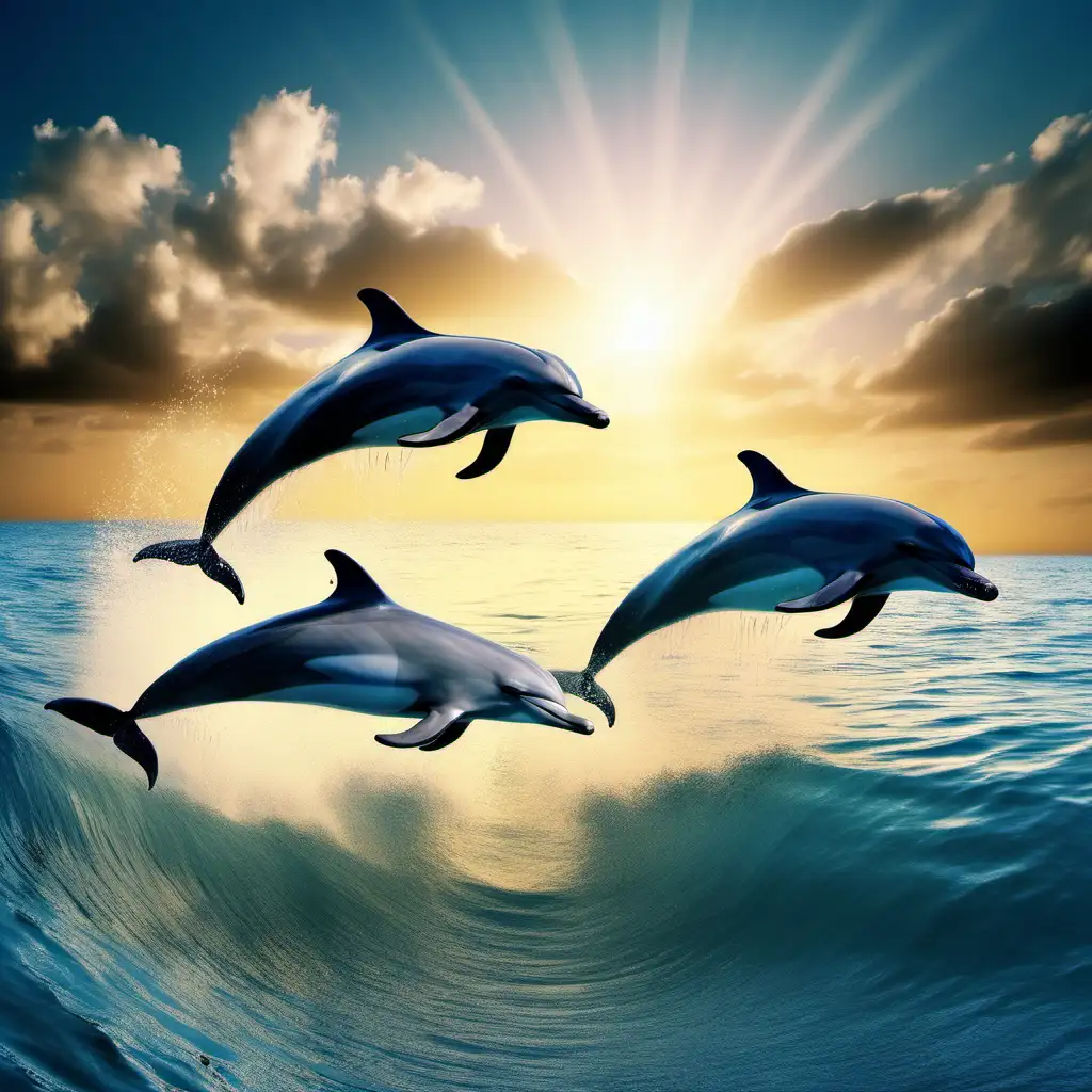 image of dolphins, swimming in the ocean
