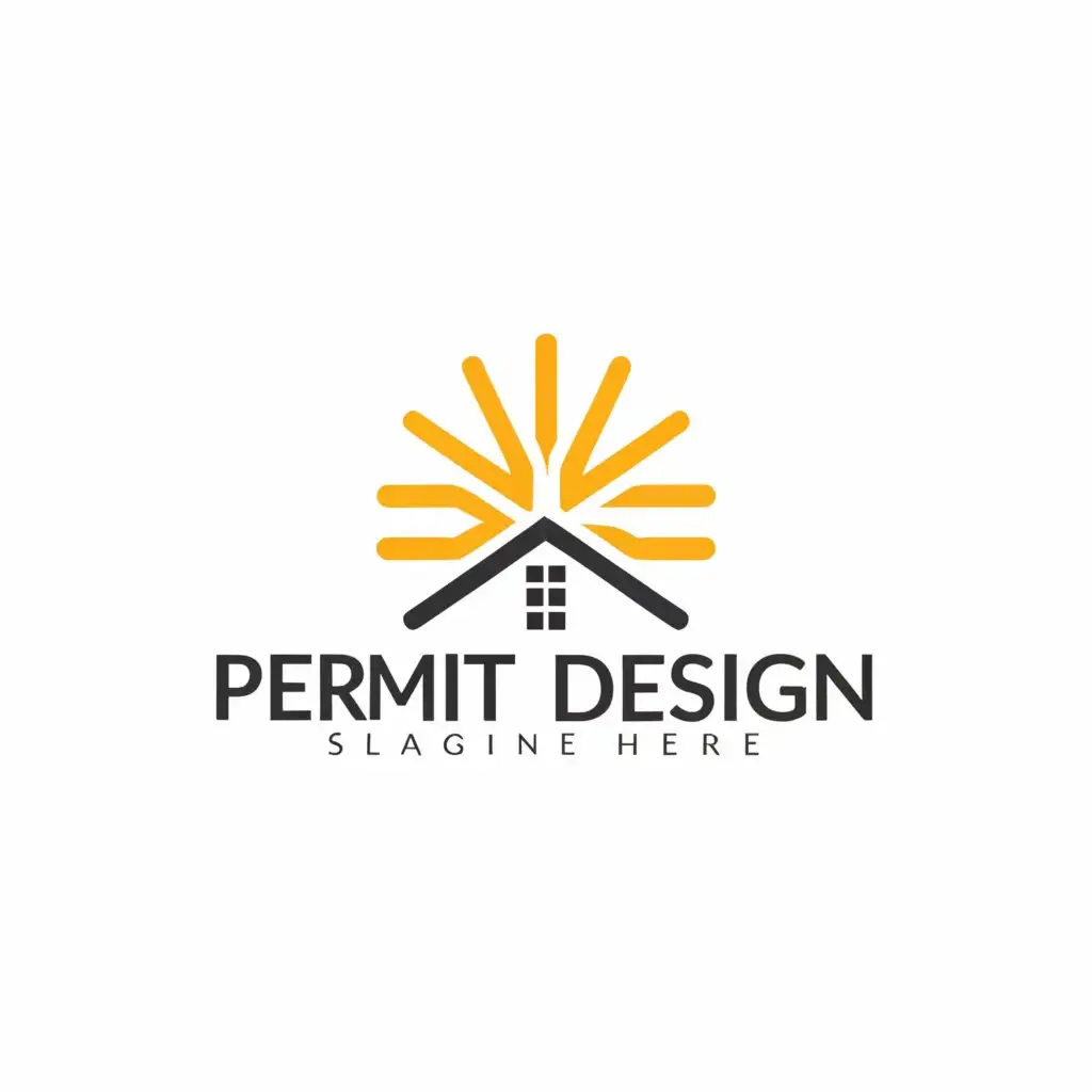 a logo design,with the text "Permit Design", main symbol:Sun,Minimalistic,be used in Construction industry,clear background