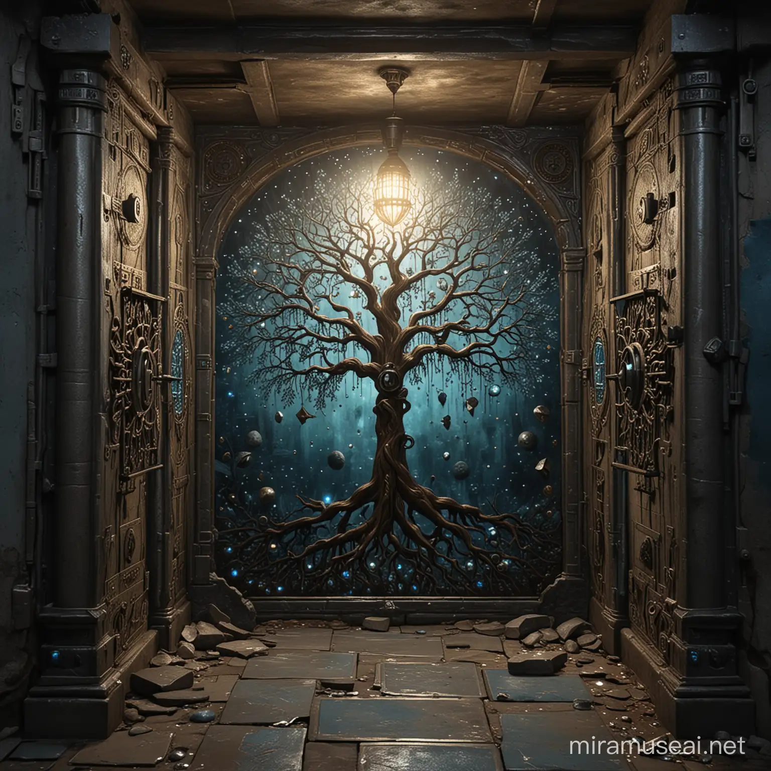 Historical Fantasy Fresco Falling Star and Tree of Life in War