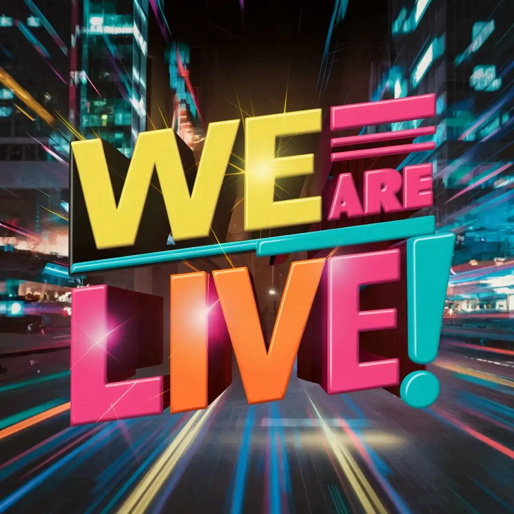 Text logo "We are LIVE!"

Style: Modern and Vibrant.
Mood: Celebration. 