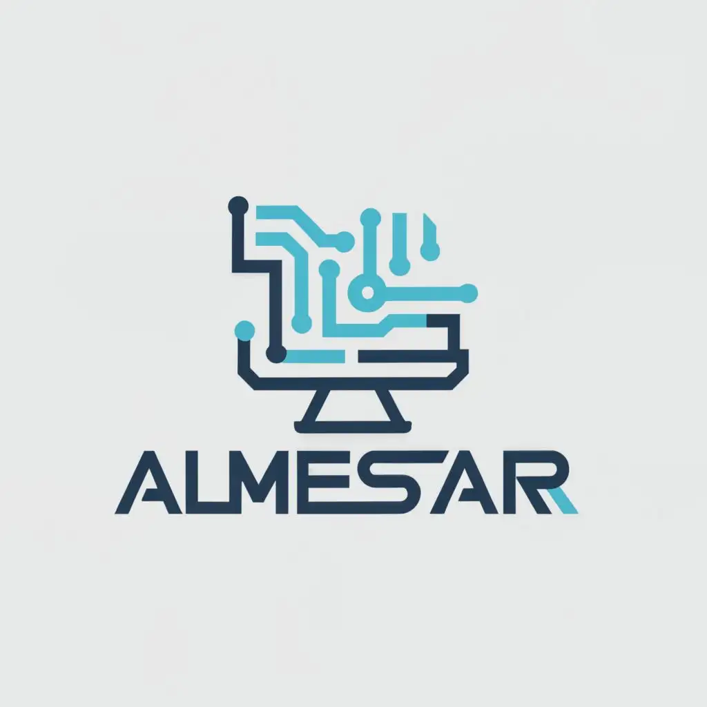 a logo design,with the text "Almestar", main symbol:A computer with code,Moderate,be used in Technology industry,clear background