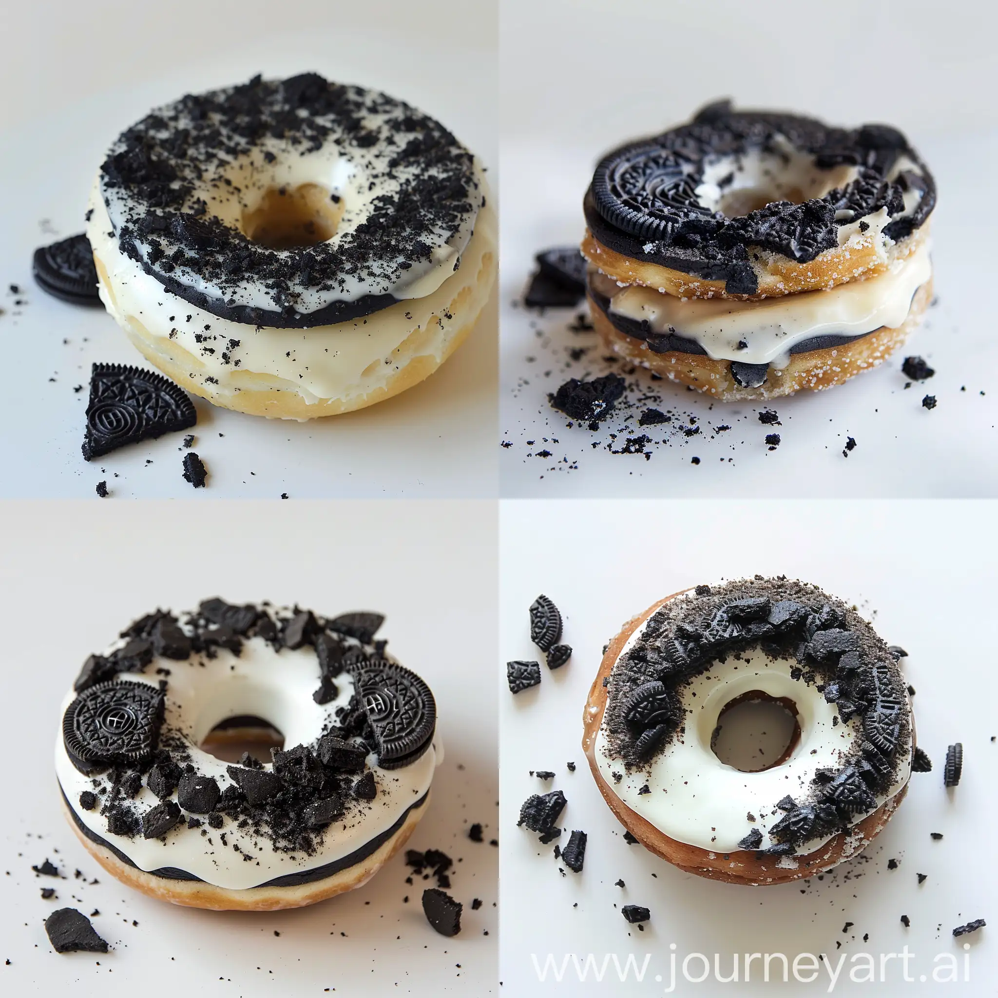 Oreo-Cookie-Donut-with-Creamy-Filling-on-White-Background