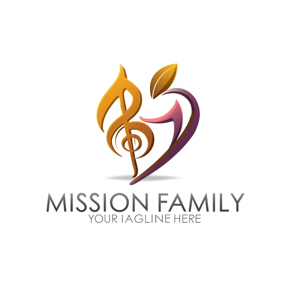 a logo design,with the text "Mission family", main symbol:Harmony, jazz, heart,Moderate,be used in Home Family industry,clear background